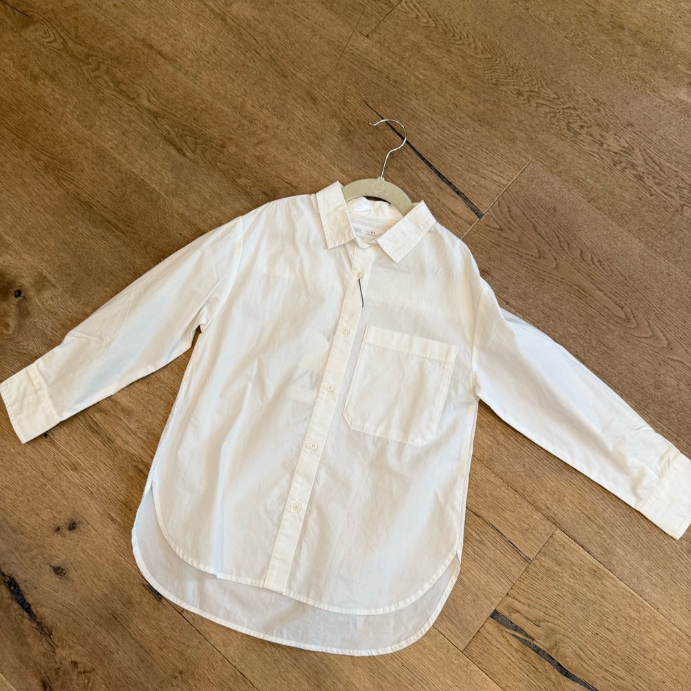Zara Kids white Button Down Shirt NWT